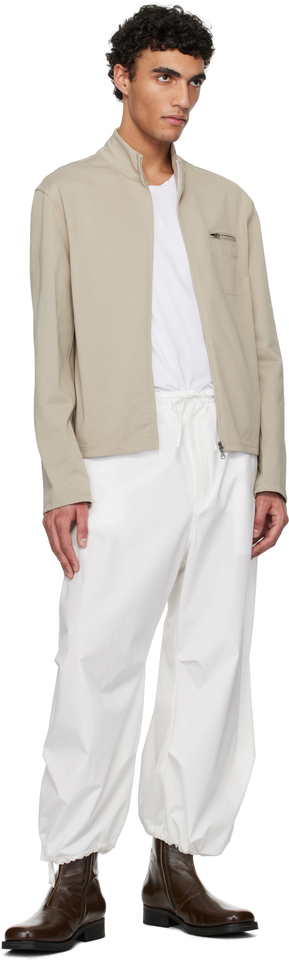 AMOMENTO White Drawstring Capri Trousers