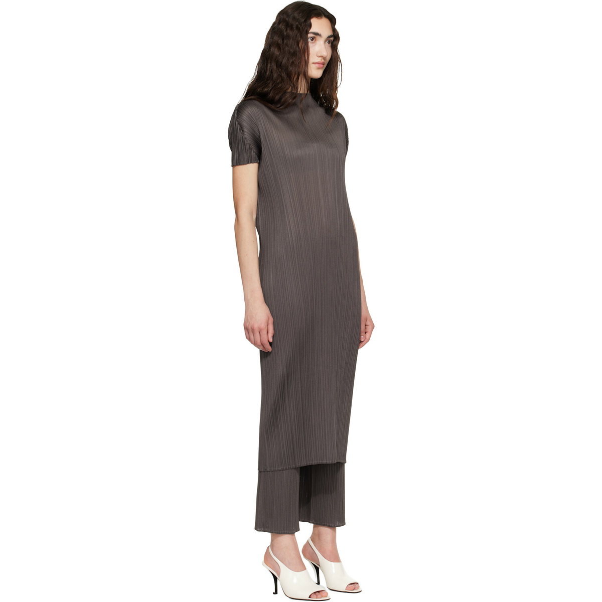 PLEATS PLEASE ISSEY MIYAKE Gray Monthly Colors June Midi Dress