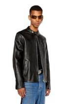 Diesel Leather biker jacket with distressed logo - Leather jackets Mens in Black