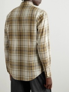 CELINE - Logo-Embroidered Checked Cotton Shirt - Neutrals