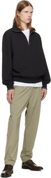 BOSS Black Zipper Neck Structured Cotton Sweatshirt