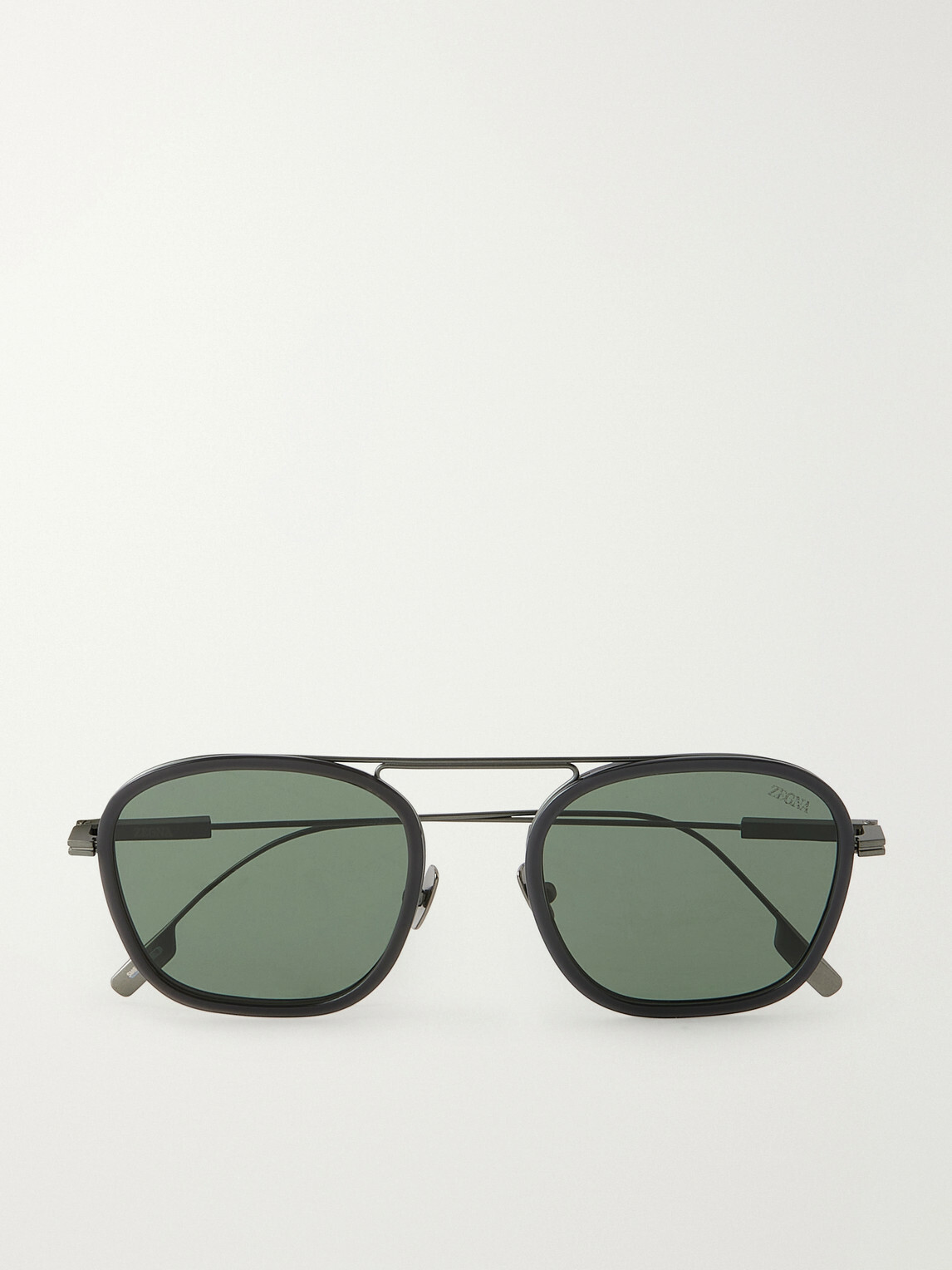 Zegna - Geometric Roun-Frame Titanium Sunglasses