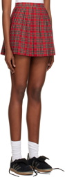 ERL Red Pleated Miniskirt
