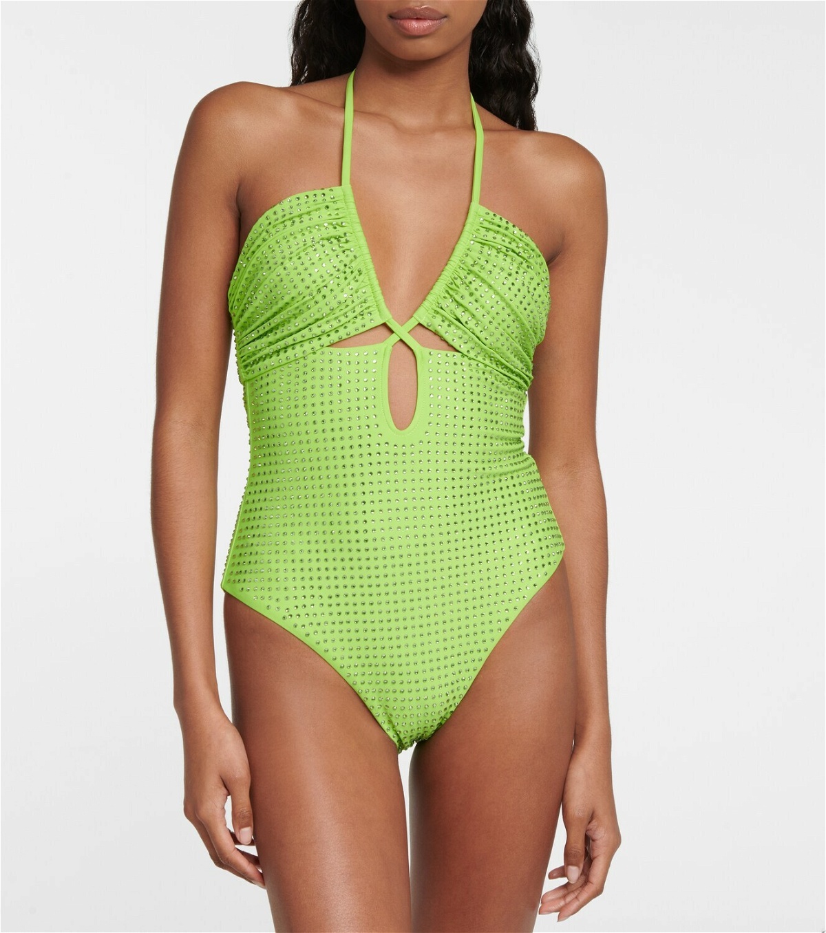 Self-Portrait Embellished cut-out swimsuit