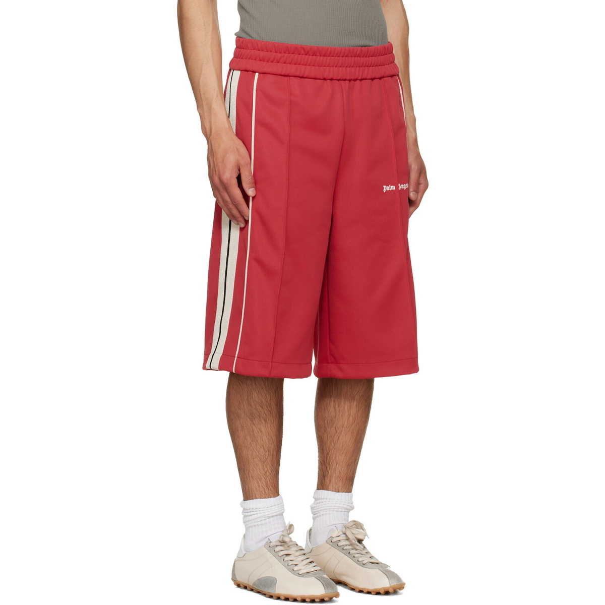 Palm Angels Red Classic Logo Vintage Track Shorts
