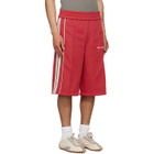 Palm Angels Red Classic Logo Vintage Track Shorts
