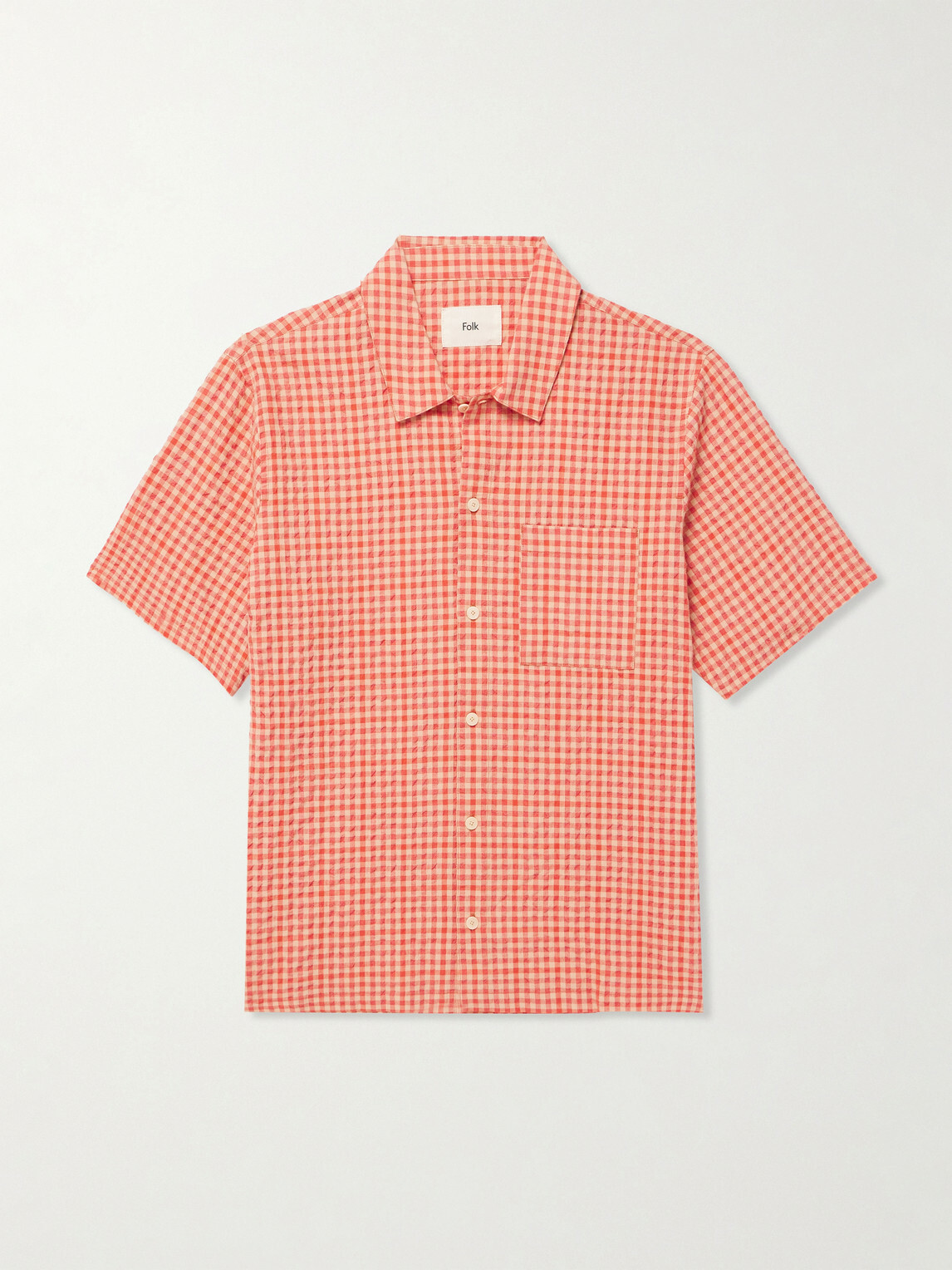 Folk - Gabe Cotton-Blend Seersucker Shirt - Red