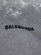 Balenciaga - Logo-Print Distressed Paint-Splattered Cotton-Jersey Hoodie - Gray