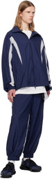 Y-3 Blue 3-Stripes Nylon Sweatpants