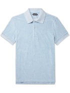 TOM FORD - Cotton-Blend Terry Polo Shirt - Blue - IT 50