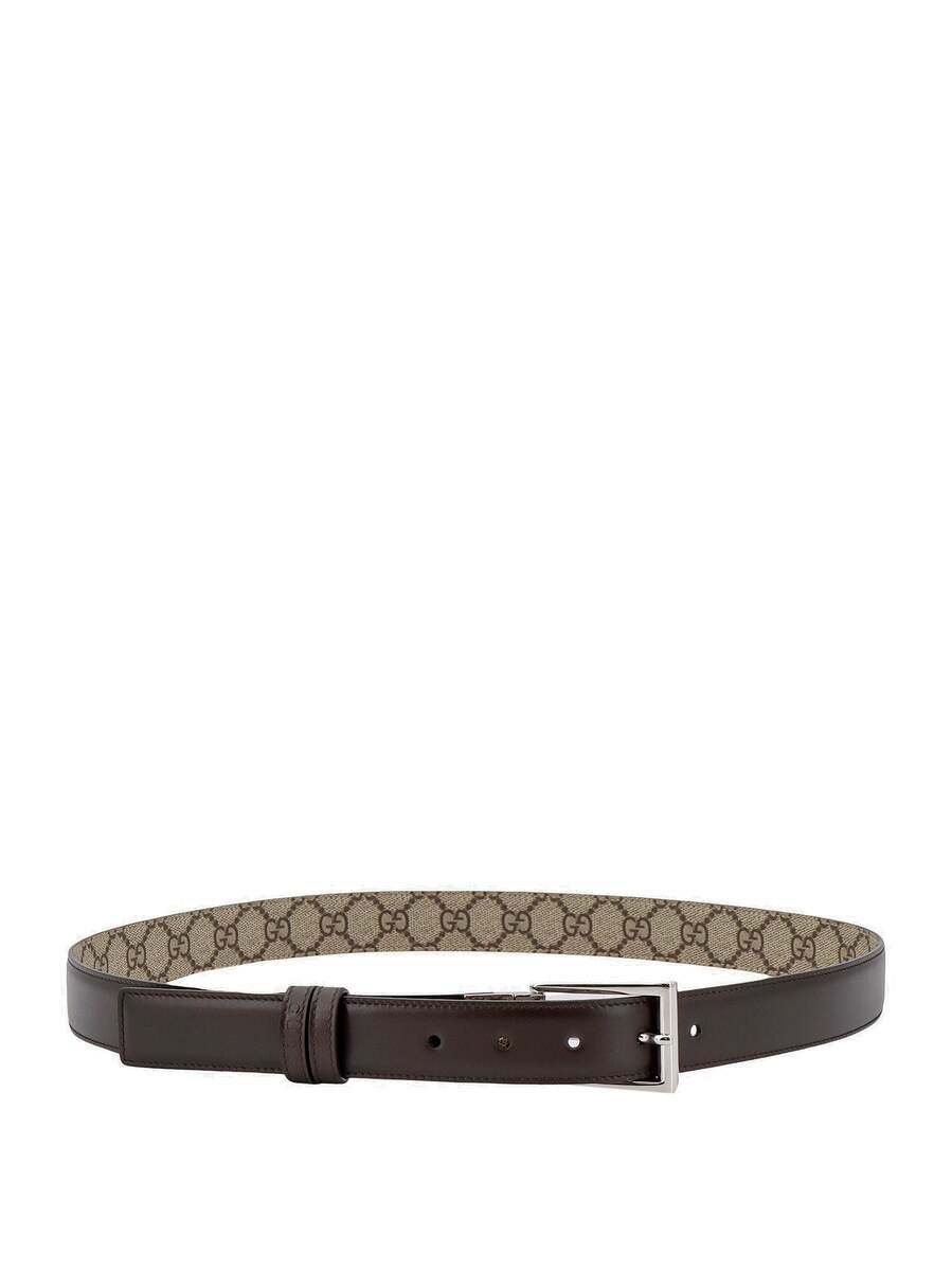 GUCCI 4cm Leather-Trimmed Monogrammed Coated-Canvas Belt for Men