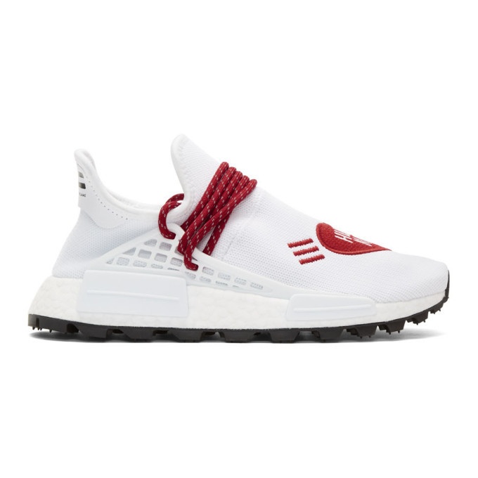 Photo: adidas Originals x Pharrell Williams White and Red Human Made Edition Hu NMD Sneakers