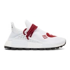 adidas Originals x Pharrell Williams White and Red Human Made Edition Hu NMD Sneakers