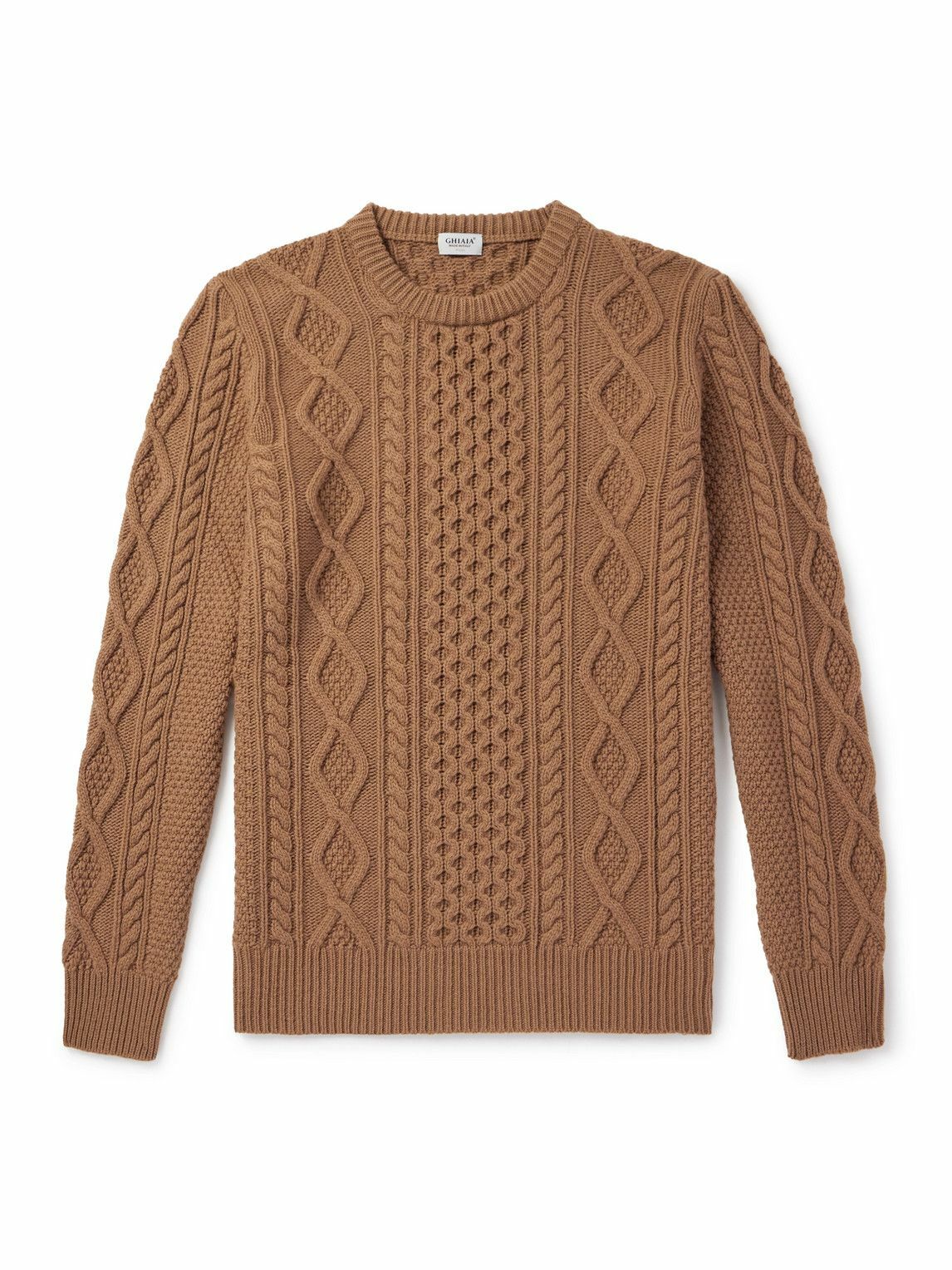 Ghiaia Cashmere - Pescatore Cable-Knit Virgin Wool Sweater - Brown