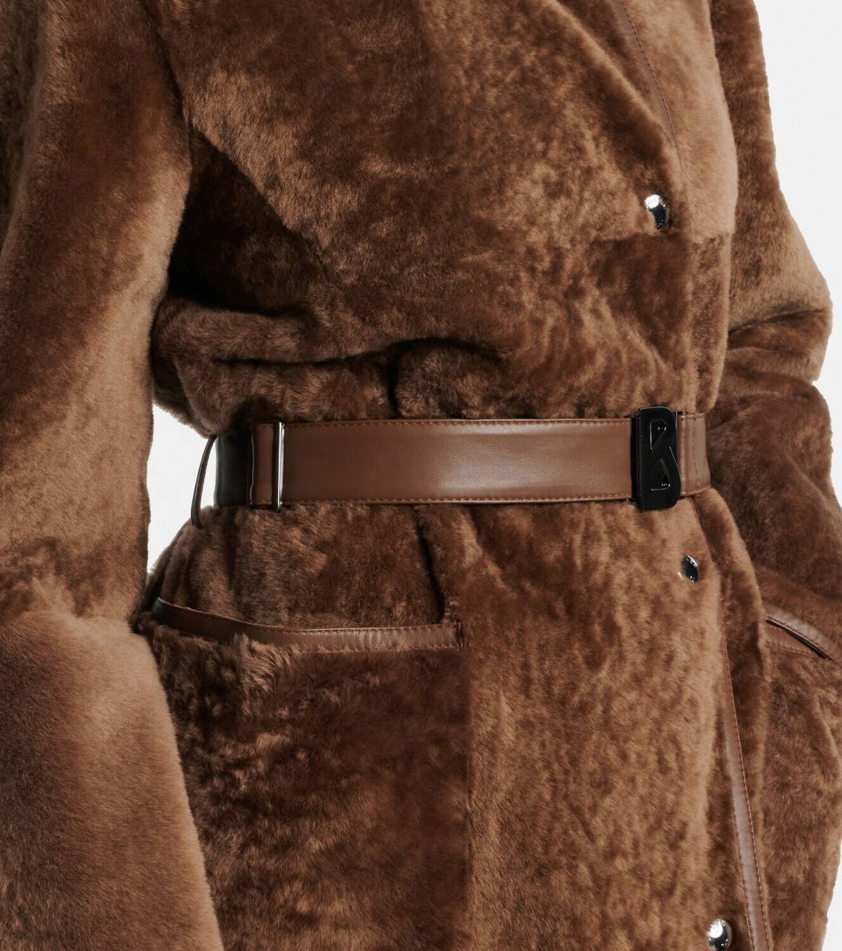Bogner Belted hooded shearling coat