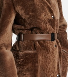 Bogner Belted hooded shearling coat