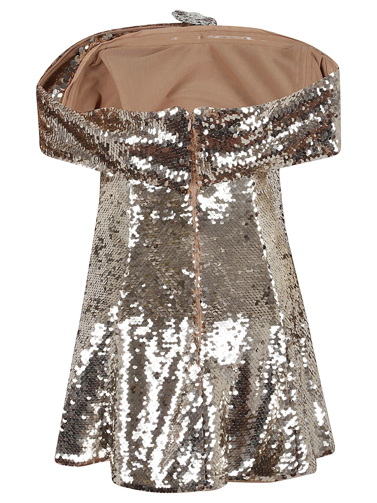 slim fit dress slacks Self-Portrait - Gold Metallic Tiered Dress