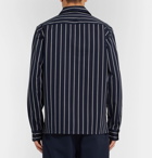 A.P.C. - Camp-Collar Striped Cotton and Wool-Blend Shirt - Men - Navy