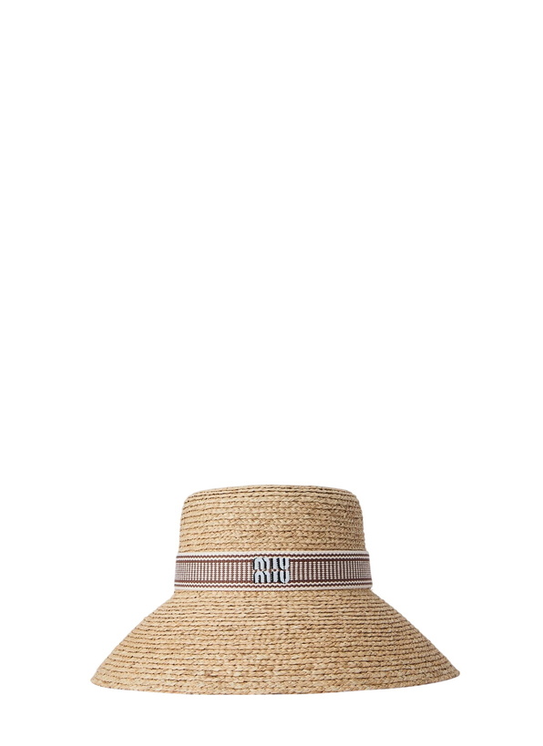 Photo: Miu Miu Woven Straw Hat with Logo Band