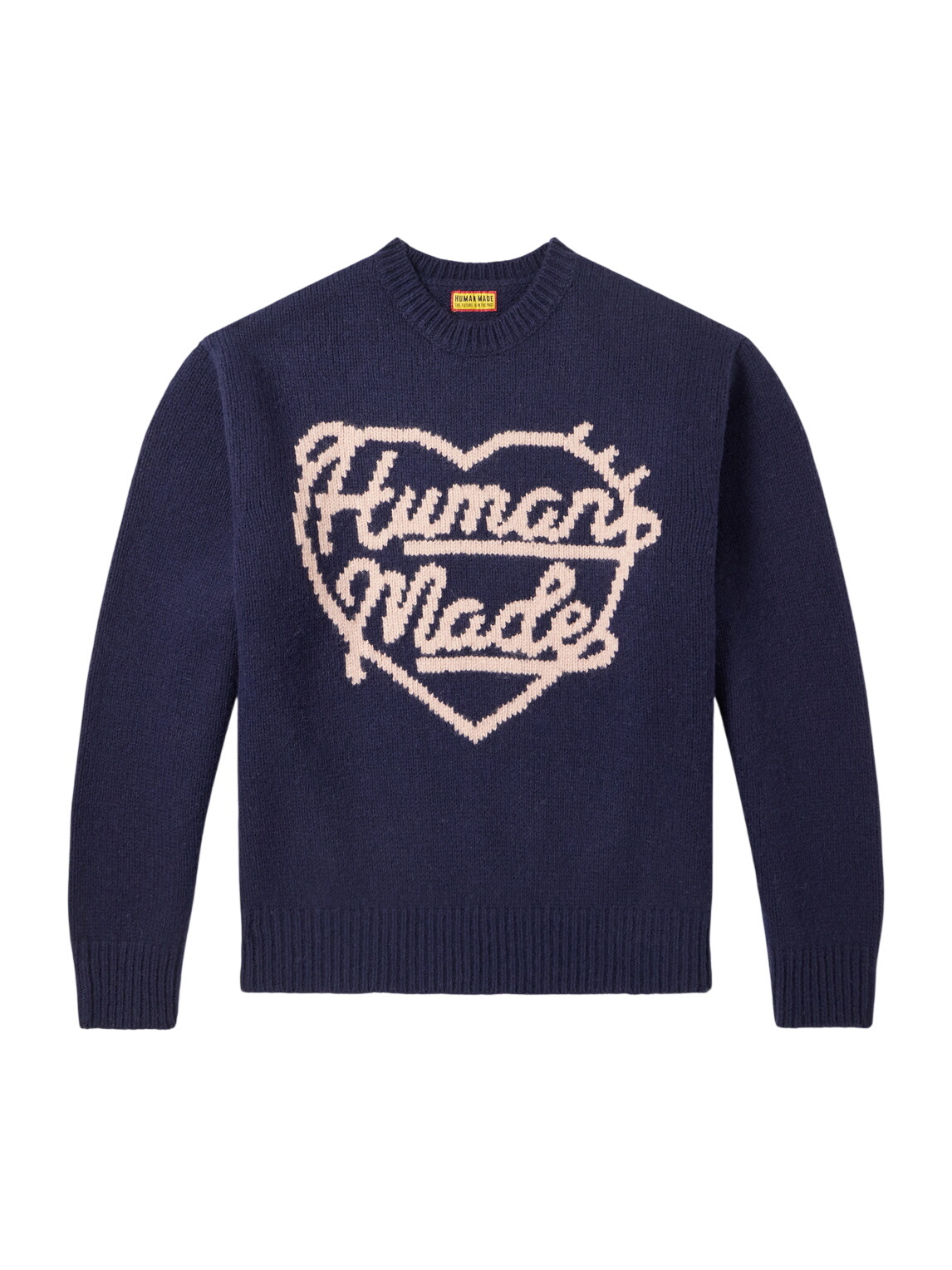 Human Made Men's heart badge knit sweater in Navy Human Made