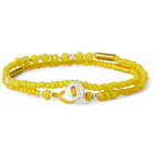 Mikia - White Hearts Glass and Sterling Silver Beaded Double-Wrap Bracelet - Yellow