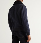 Mr P. - Shearling-Trimmed Cotton-Blend Twill Blouson Jacket - Blue