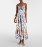 Camilla Embellished printed linen midi dress