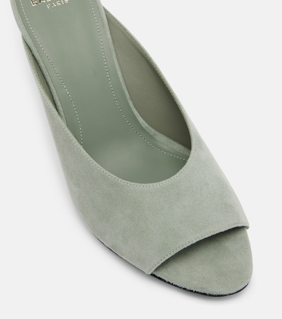 Balmain Suede cutout wedge mules
