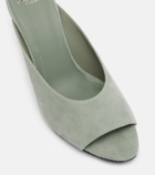 Balmain Suede cutout wedge mules
