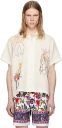 HARAGO White Embroidered Cowboy Shirt