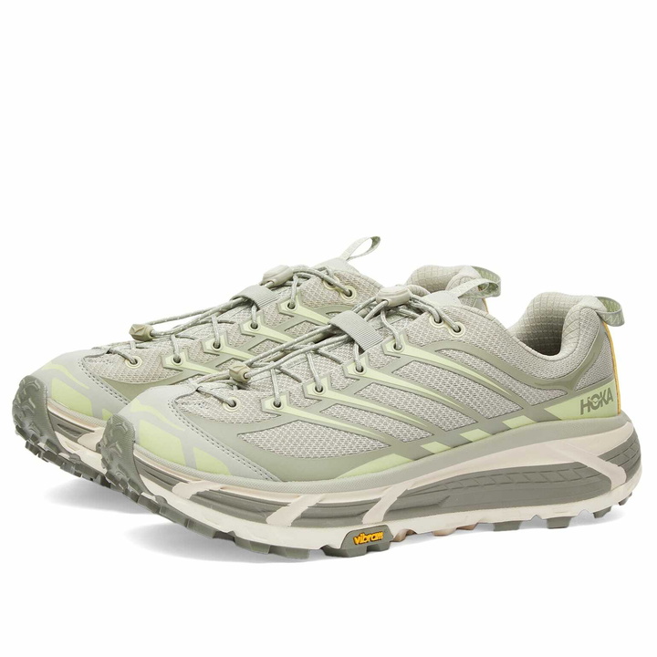 Photo: Hoka One One Men's Mafate Three2 Sneakers in Barley/Seed Green