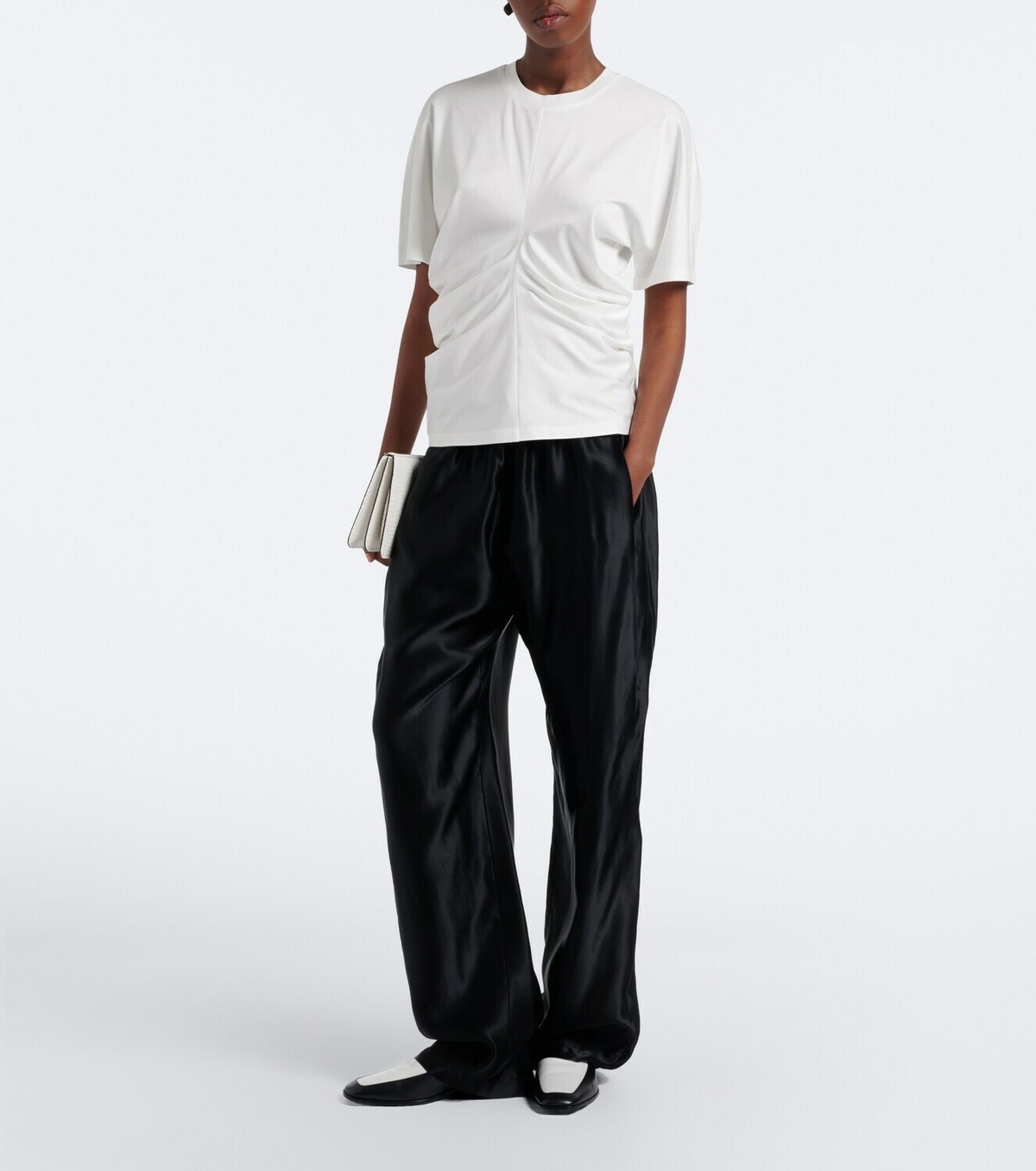 Róhe Gathered cotton and silk-blend t-shirt