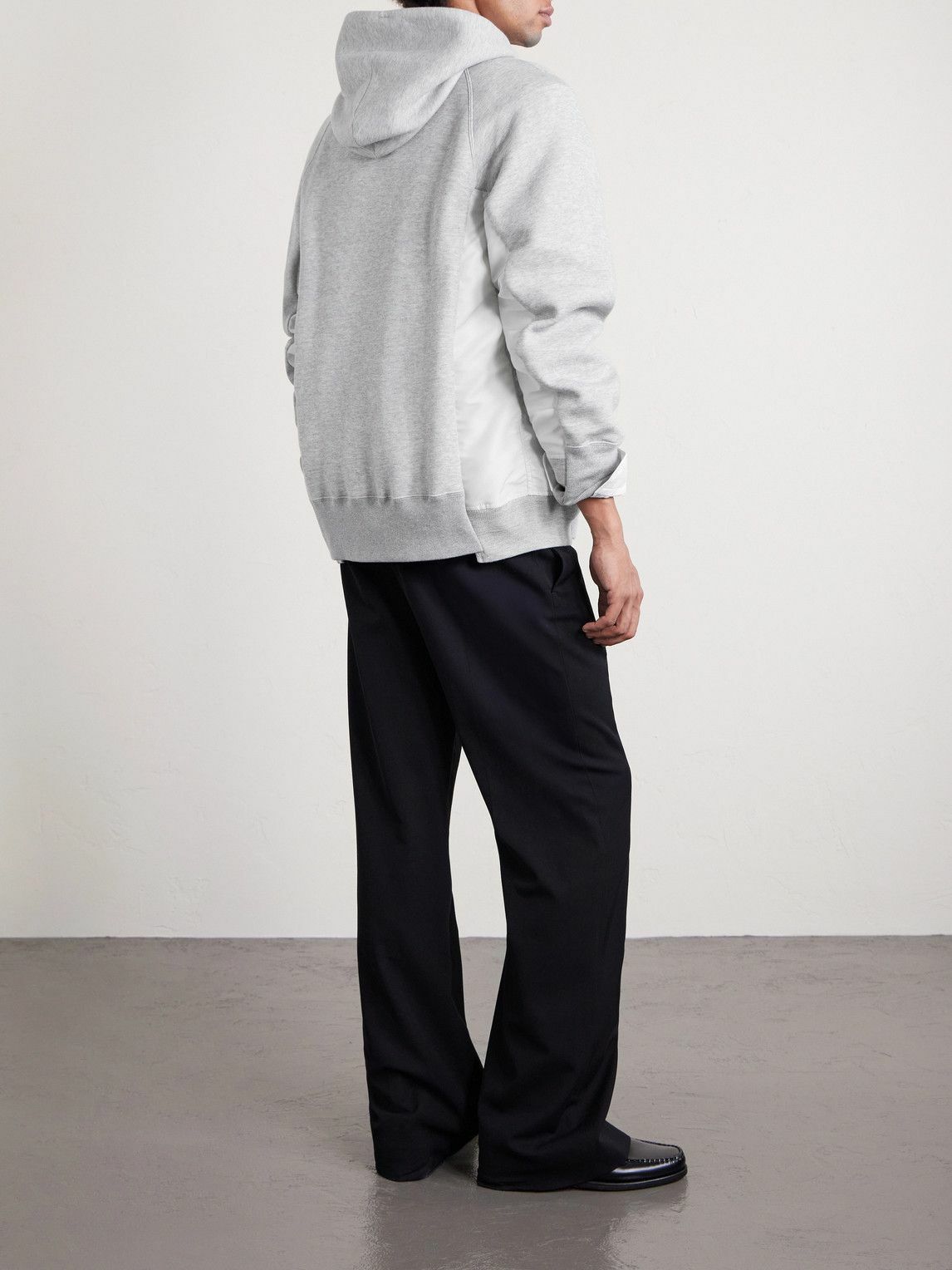 Sacai - MA-1 Nylon-Trimmed Cotton-Blend Jersey Zip-Up Hoodie