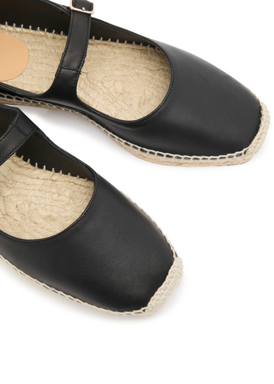 Castañer Pepa Leather Espadrille Ballet Flats Black