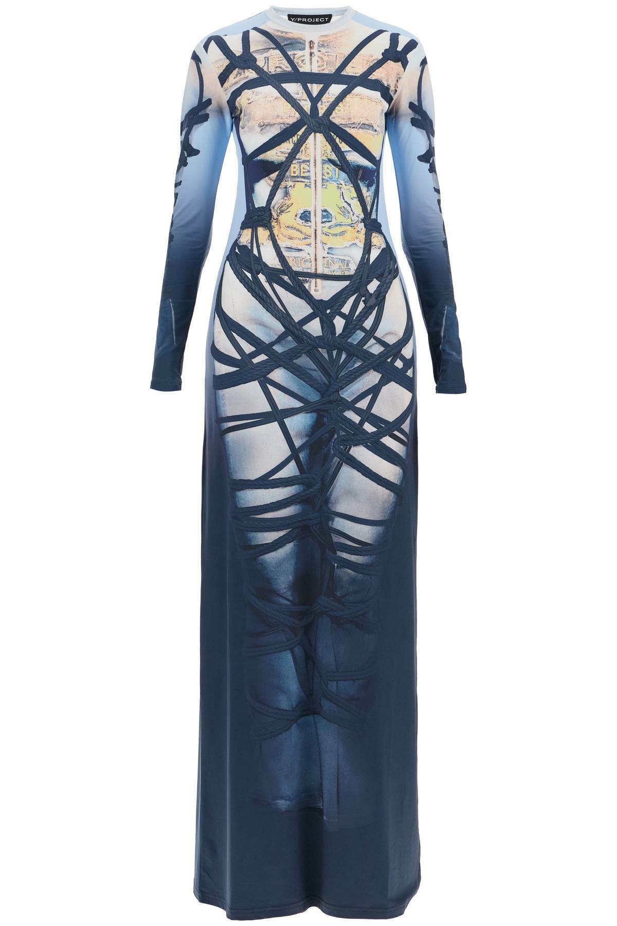 Y PROJECT long bondage print dress Light blue Y/Project