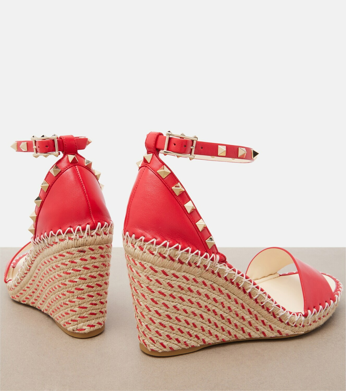 Valentino Garavani Double Rockstud leather espadrille wedges