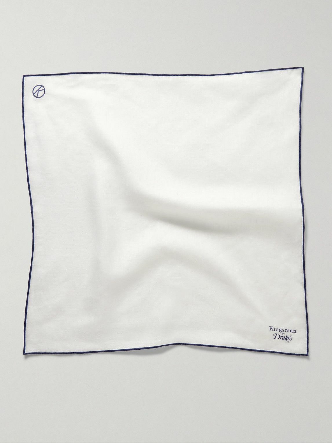 Kingsman - Drake's Logo-Print Linen Pocket Square
