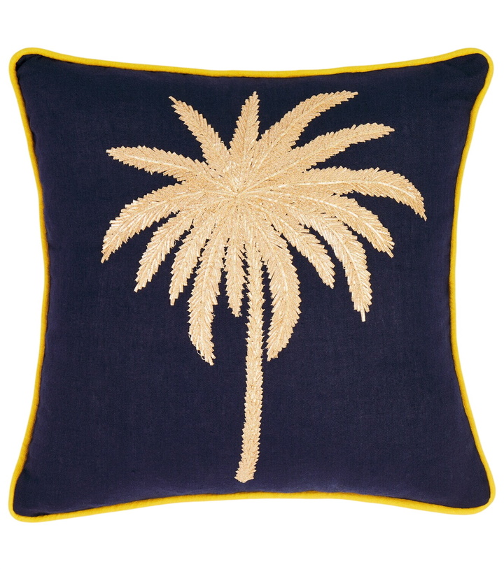 Photo: Les-Ottomans Tropical embroidered linen cushion