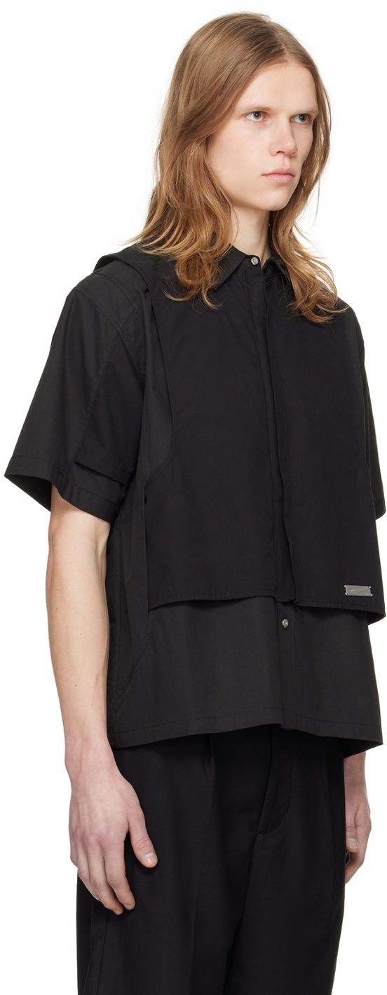 C2H4 Black Intervein Layered Shirt