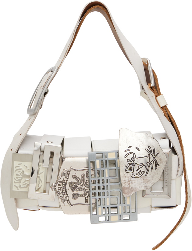 Photo: HODAKOVA White Buckle Baguette Bag