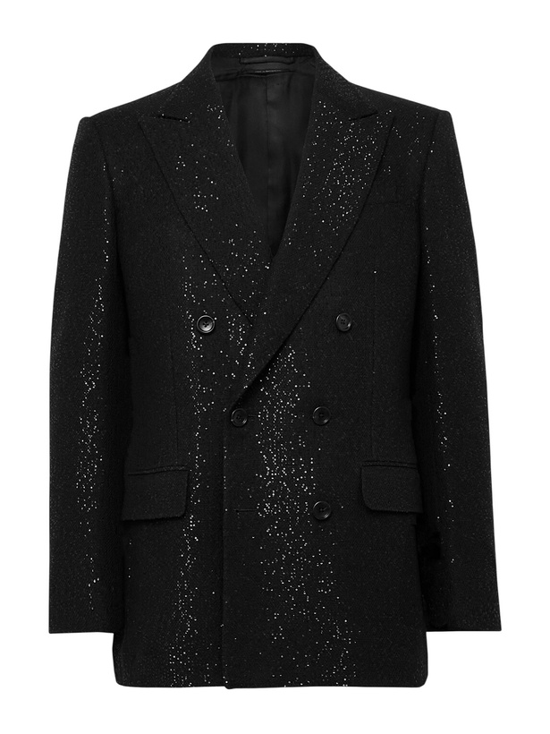 Photo: TOM FORD - Double-Breasted Sequined Wool-Blend Suit Jacket - Black