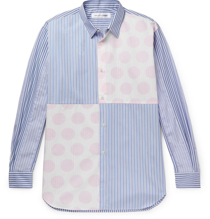 Photo: Comme des Garçons SHIRT - Panelled Printed Cotton-Poplin Shirt - Blue