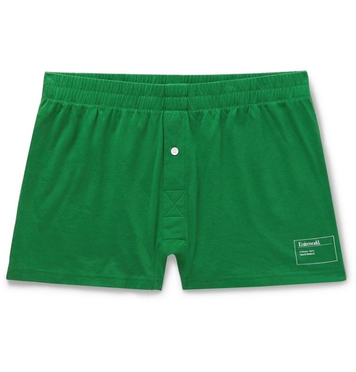 Photo: Entireworld - Slim-Fit Organic Cotton-Jersey Boxer Shorts - Green