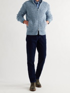 BRUNELLO CUCINELLI - Mélange Wool, Cashmere and Silk-Blend Zip-Up Sweater - Blue