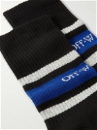 Off-White - Logo-Jacquard Striped Cotton-Blend Socks - Black