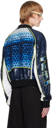 Dries Van Noten Blue & White Sequinned Bomber