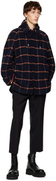 Solid Homme Navy Hooded Check Jacket