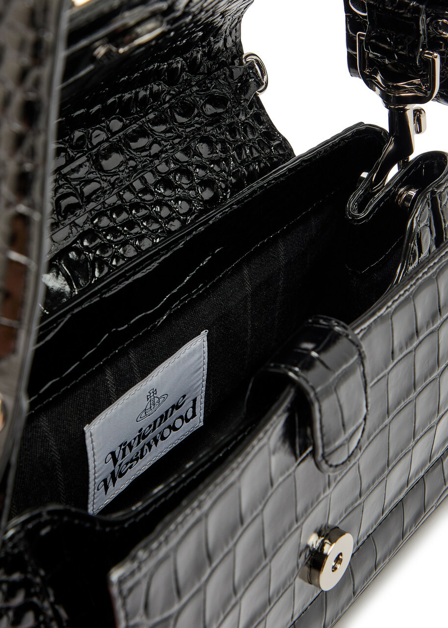 Vivienne Westwood Hazel Medium Crocodile-effect Patent Leather Shoulder bag - Black - One Size