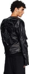 Swampgod Black Padded Leather Biker Jacket