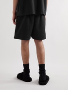 Balenciaga - Wide-Leg Logo-Embroidered Distressed Cotton-Jersey Shorts - Black